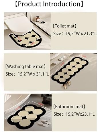 3PCS Absorbent Bath Mat Magic Rug Set