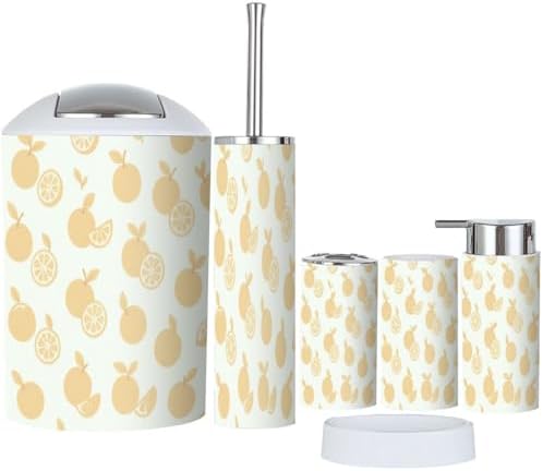 6-Piece Boho Flat Orange Tropical Fruit Bathroom Accessory Set