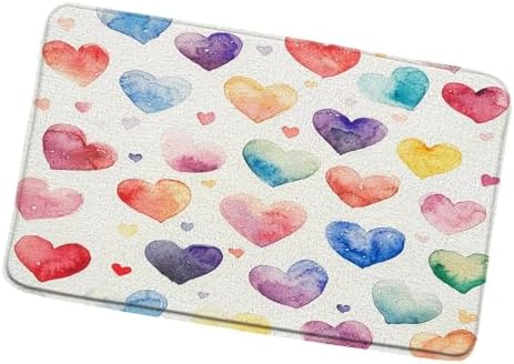 Valentines Day Bath Mat with Colorful Love Hearts Design