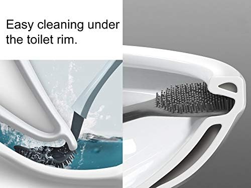 Xuanmuque Silicone Toilet Brush with Holder - Black