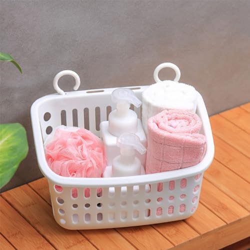 Fdit Plastic Shower Basket with Draining Holes White