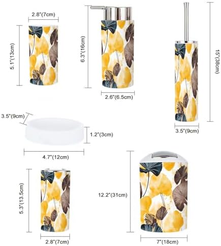 Boho Ginkgo Biloba Bathroom Accessory Set 6 Piece