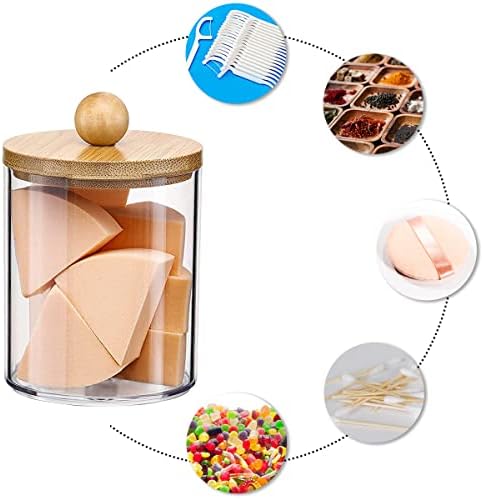 3Pcs Qtip HolderDispenser with Bamboo Lids