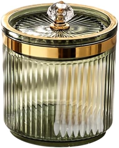 Q-Tip Holder with Leakproof Lid 33x33x37 Inch Plastic Storage Canister for Bathroom