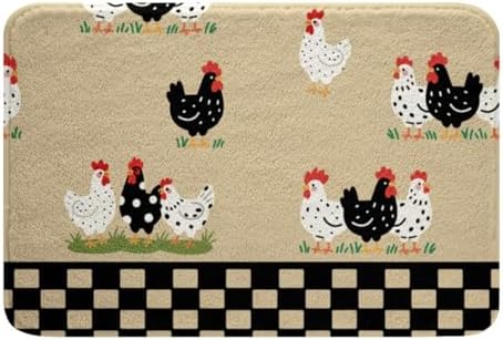 jejeloiu Chicken Bath Mats 16x24 Inch Farmhouse Animal Decor for Kids