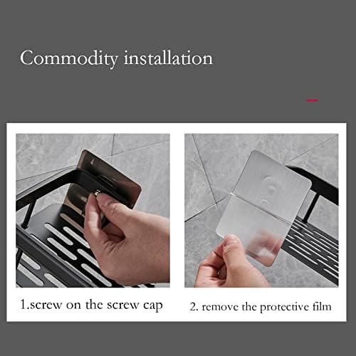Shower Caddy With Hooks - Metal Organizer No Drilling 2 Tier Storage for Bathroom Kitchen