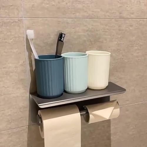 Wide Striped Toothbrush Cup 2Pcs - Reusable Bathroom Cup White Green