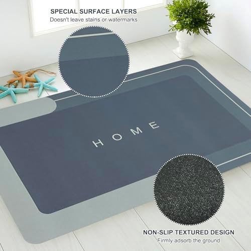 UGRASEA 3-Piece Modern Bath Mat Set Non-Slip Absorbent Quick-Drying Stain-Resistant Dark Gray