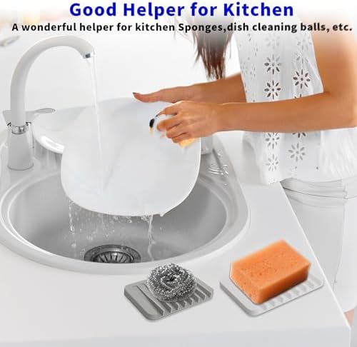 Eduftis 2Pcs Self-Draining Soap Dish for Bathroom Sink