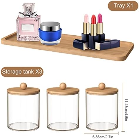 3Pcs Qtip HolderDispenser with Bamboo Lids
