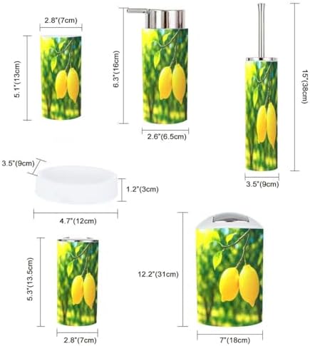 Boho Lemon Garden Bathroom Accessory Set 6 Piece