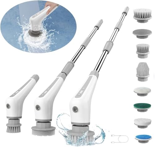 Lovawing Electric Spin Scrubber with 2 Speeds and 48 Inch Extension Arm