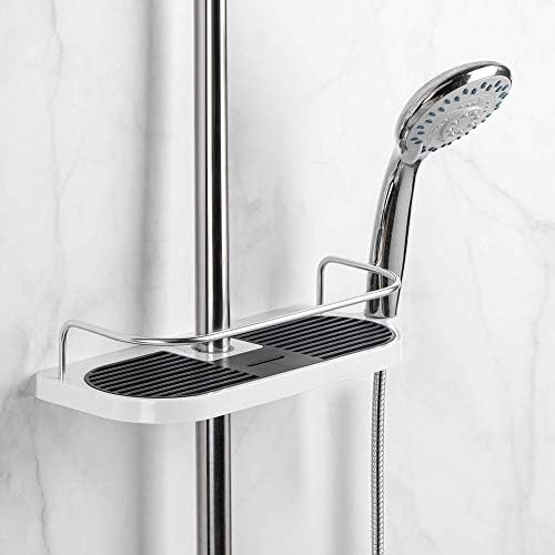 TYZK Adjustable Shower Shelf with 2 Hooks No Drilling Bathroom Caddy