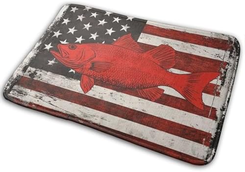 BoomDragon Non-Slip Bath Rug with Vintage American Flag Design