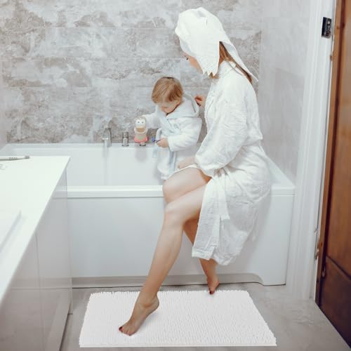 TECHMILLY 32 x 20 Chenille Bath Rug - Soft Non Slip Absorbent