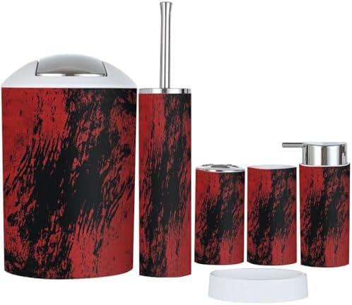 TRANQDEHOM 6-Piece Bathroom Accessory Set with Marble Texture