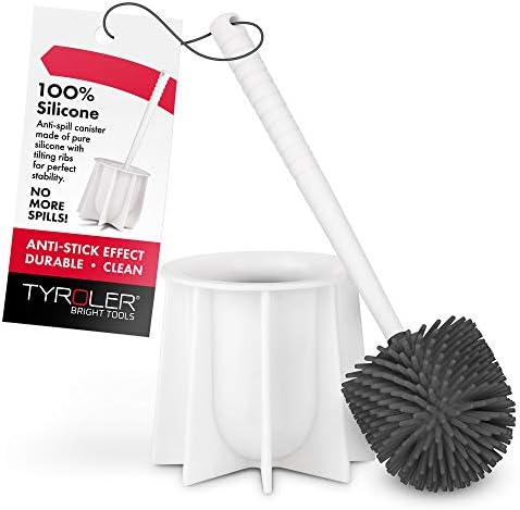 Tyroler Bright Tools Toilet Brush Set with Silicone Bristles and Holder