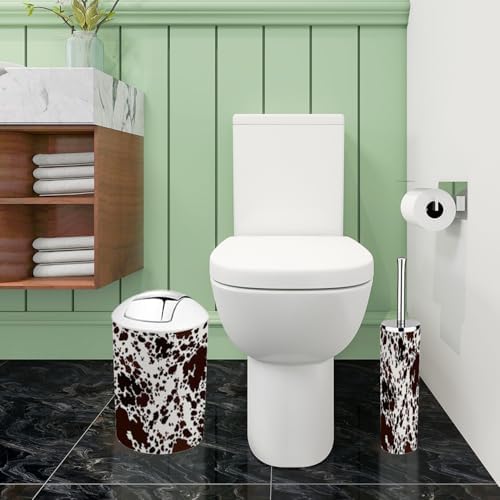 Boho Cow Skin Pattern Trash Can Accessories Set