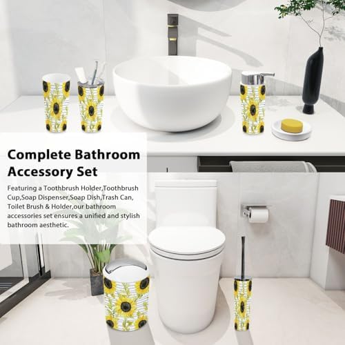 Boho Sunflowers Bathroom Accessory Set 6 Piece