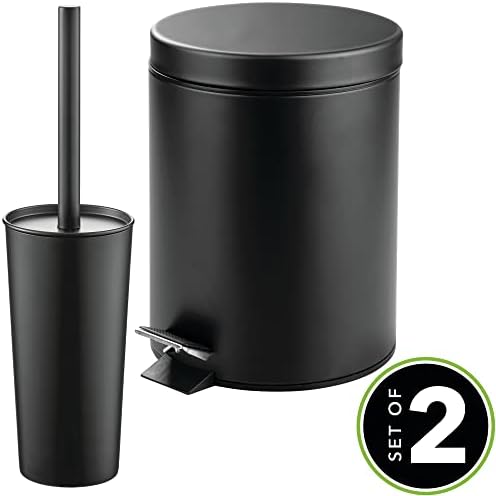 mDesign Toilet Brush Step Trash Can Combo Set 1