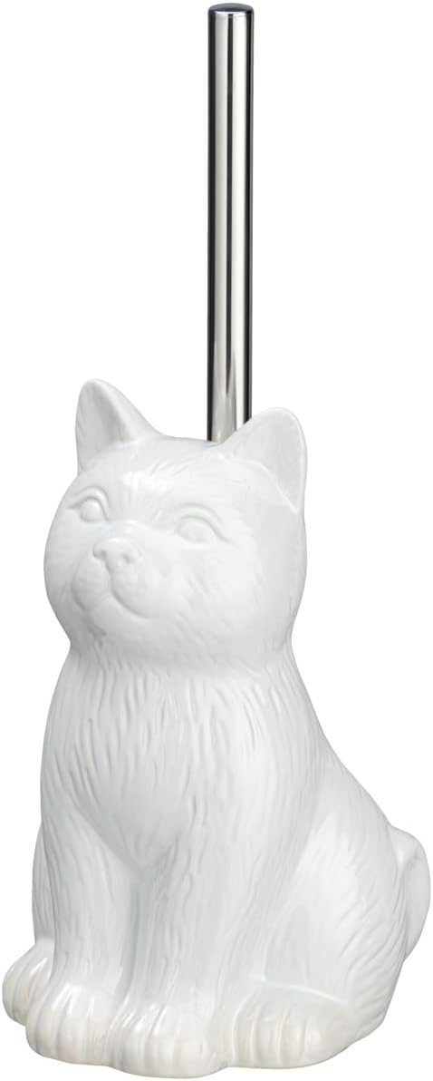 WENKO Cat Toilet Brush Holder Ceramic White 1