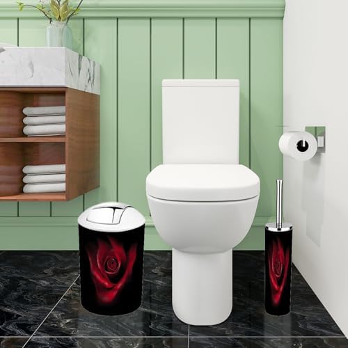 Boho Red Rose Bathroom Accessories Set of 6