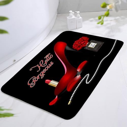 Hello Gorgeous Bath Mat with Rose Design