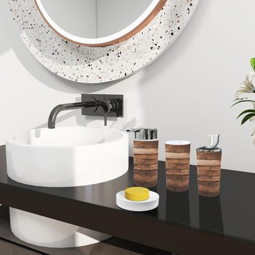 Boho Wooden Bathroom Accessories Set 6 Piece