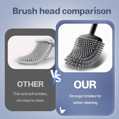 ASOBEAGE Deep Cleaner Toilet Brush with No-Slip Handle and Quick Drying Holder