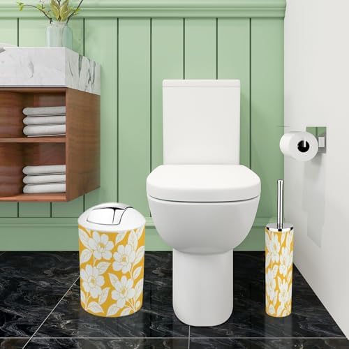 Boho Bathroom Accessories Set 6 Piece Bright Yellow Orange