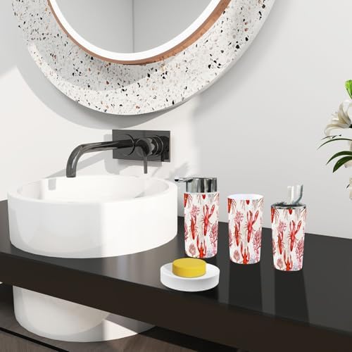 Boho Tropical Trash Can and Bathroom Accessories Set