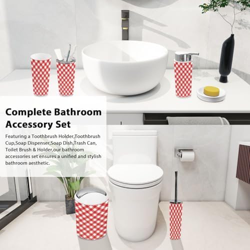 TRANQDEHOM 6-Piece Boho Gingham Bathroom Accessories Set