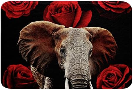 HSTDUNYE Elephant Area Rug Red Rose Bath Mat 16x24