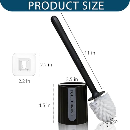 Zopkrts Long Handle Toilet Brush with Holder Set - Durable Easy to Clean Modern Bathroom Accessory