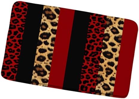 Red Leopard Print Bath Mat 16x24 Inch 1