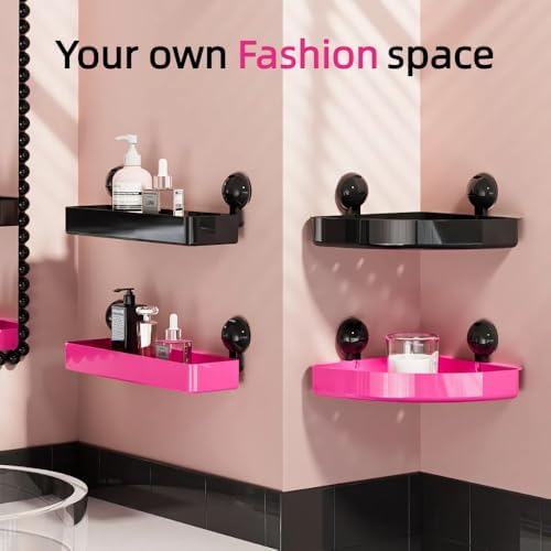 Pink Rectangle Shower Caddy with Suction Cup Shelf