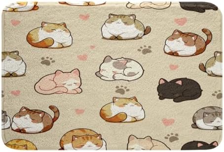 Homewish Cute Kitten Bathroom Rug with Non-Slip Backing