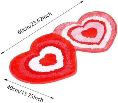 Valentines Day Heart Shaped Bath Mat - Pink Non Slip Cute Room Decor