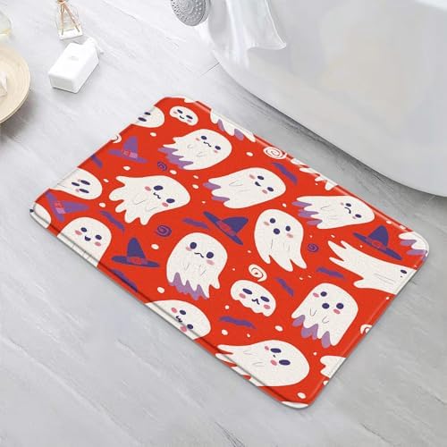 Halloween Bath Mat with Ghosts and Witch Designs