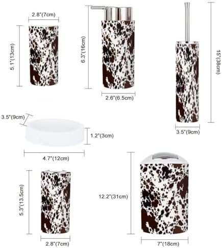 Boho Cow Skin Pattern Trash Can Accessories Set
