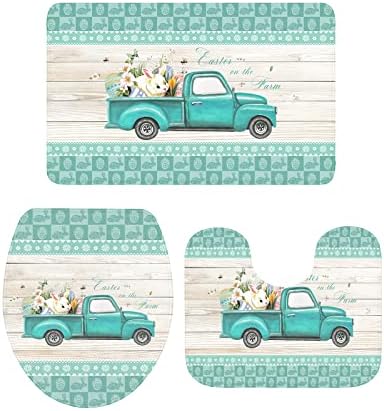 YESOF66 3 Piece Bathroom Rug Set with U Shaped Cover