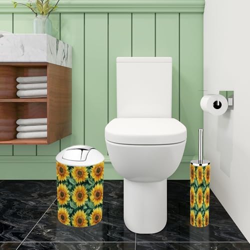 Boho Floral Sunflowers Bathroom Accessories Set 6 Piece