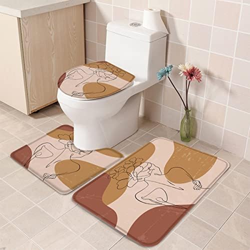 YESOF66 3 Piece Bathroom Rug Set with Non-Slip Mats 1
