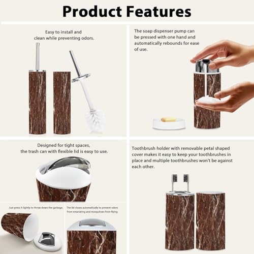 Boho Brown Bathroom Accessory Set 6 Piece
