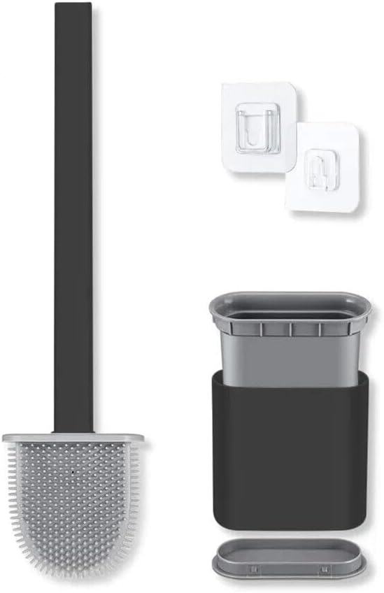 Silicone Toilet Brush with Holder Deep Clean Hygienic Design