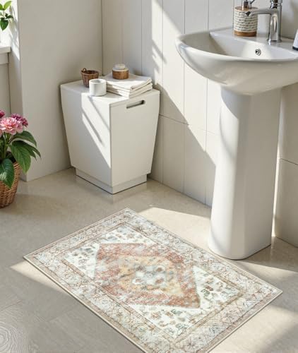 Uphome Boho Bath Rug Khaki Plush Non-Slip