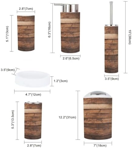Boho Wooden Bathroom Accessories Set 6 Piece