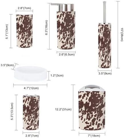 Boho Cow Horse Print Bathroom Accessory Set 6 Piece