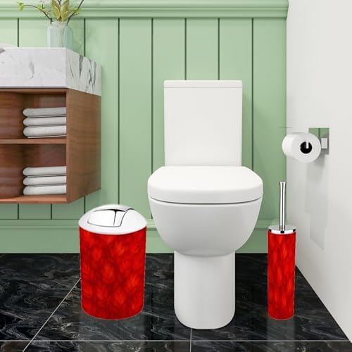 Boho Red Orange Bathroom Accessory Set 6 Piece 1
