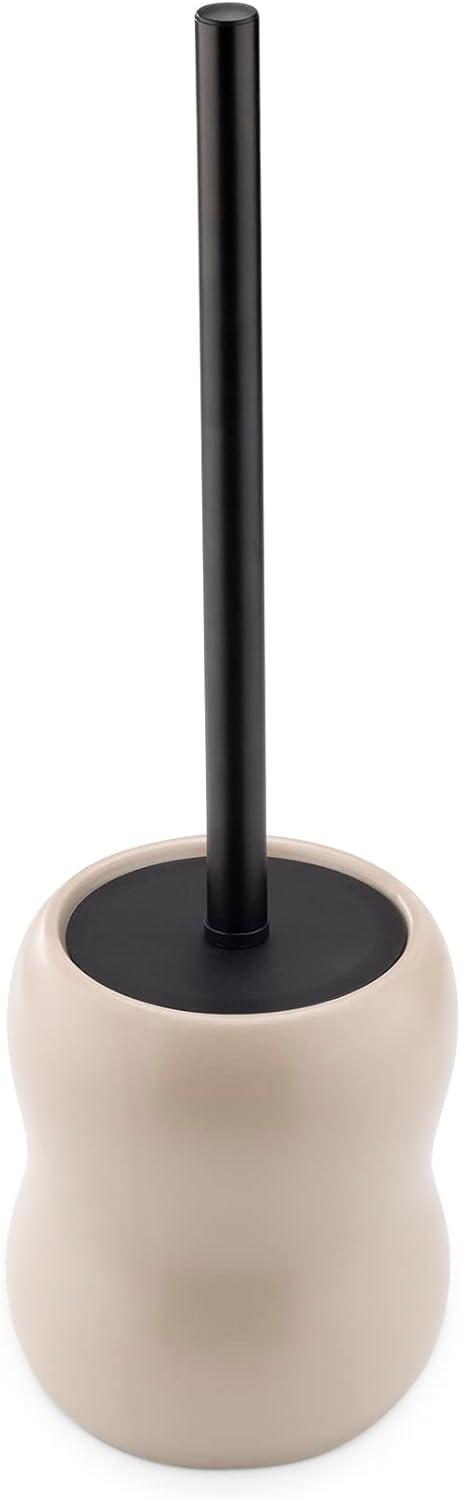 Navaris Toilet Brush Ceramic Holder Set - Beige 1